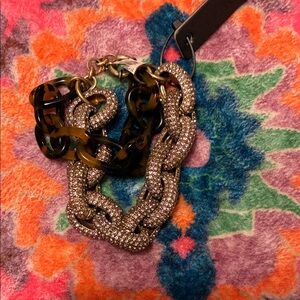 New! JCrew Chunky Rhinestone and Tortoiseshell Chain Bracelet